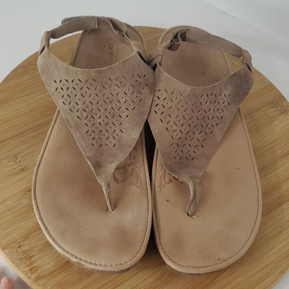 Aetrex Sandalistas Tan Leather Thong Sandal Women's Size 11 - Picture 7 of 10